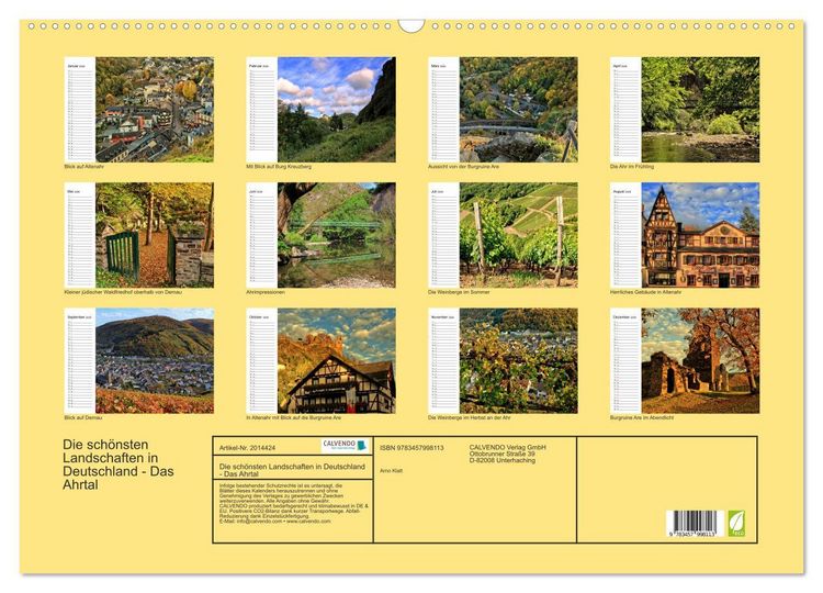 Produktbild: Die sch&ouml;nsten Landschaften in Deutschland - Das Ahrtal (Wandkalender 2026 DIN A2 quer), CALVENDO Monatskalender