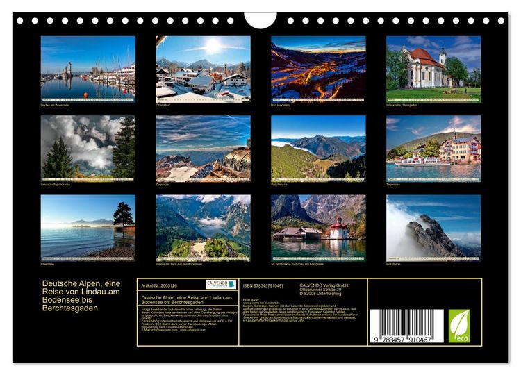 Produktbild: Deutsche Alpen, eine Reise von Lindau am Bodensee bis Berchtesgaden (Wandkalender 2026 DIN A4 quer), CALVENDO Monatskalender