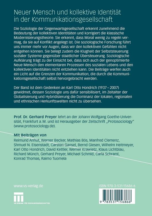 Produktbild: Neuer Mensch und kollektive Identit&auml;t in der Kommunikationsgesellschaft