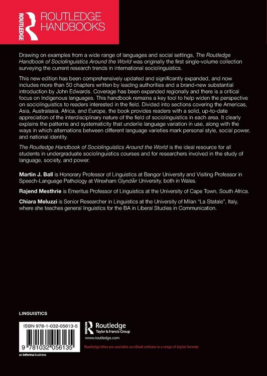 Produktbild: The Routledge Handbook of Sociolinguistics Around the World