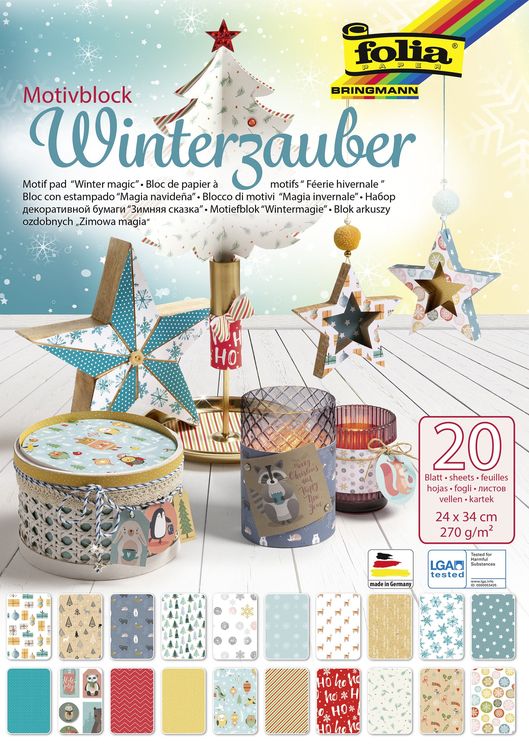 Produktbild: Folia Motivblock WINTERZAUBER, 24x34cm, 20 Blatt sortiert