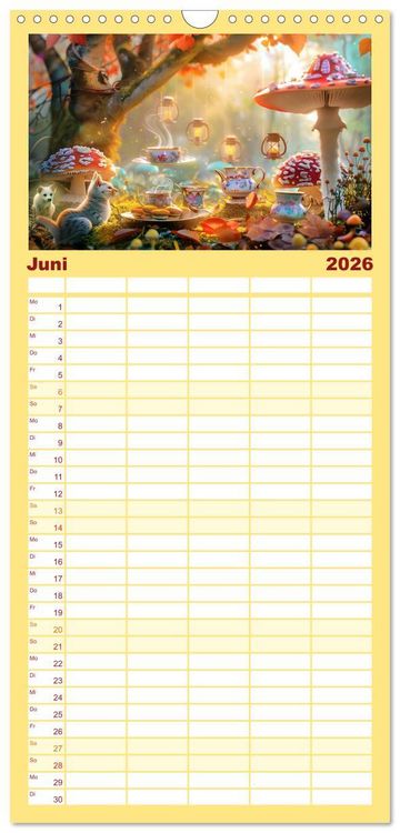 Produktbild: Familienplaner 2026 - B&uuml;cher, Liebe und ein kleiner Hund mit 5 Spalten (Wandkalender, 21 x 45 cm) CALVENDO