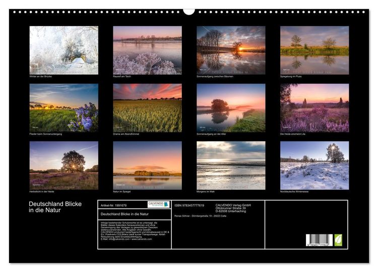 Produktbild: Deutschland Blicke in die Natur (Wandkalender 2026 DIN A2 quer), CALVENDO Monatskalender