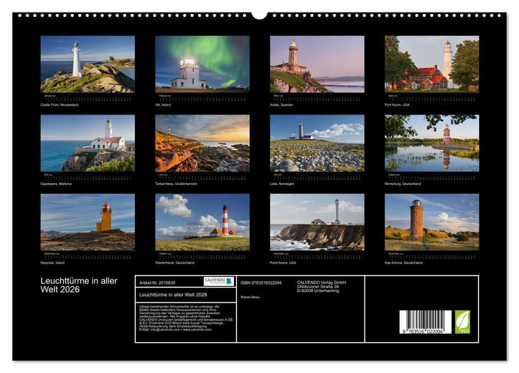 Produktbild: Leuchtt&uuml;rme in aller Welt 2026 (hochwertiger Premium Wandkalender 2026 DIN A2 quer), Kunstdruck in Hochglanz