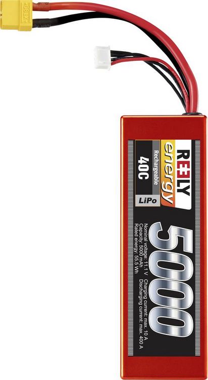 Produktbild: Reely Modellbau-Akkupack (LiPo) 11.1V 5000 mAh Zellen-Zahl: 3 40 C Hardcase XT90