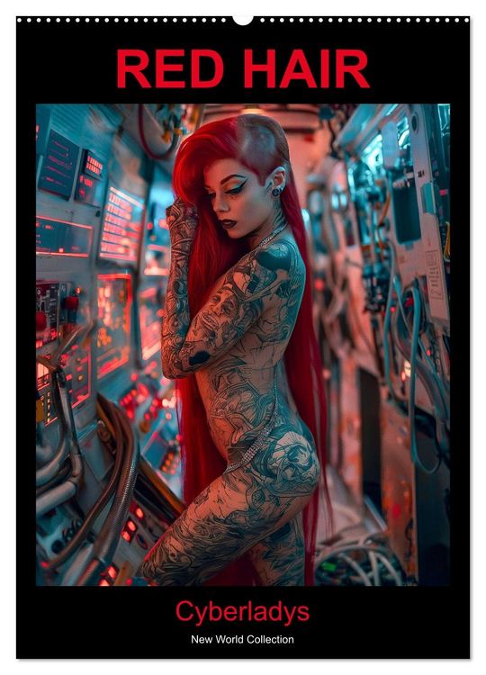 Produktbild: RED HAIR - Cyberladys (Wandkalender 2026 DIN A2 hoch), CALVENDO Monatskalender