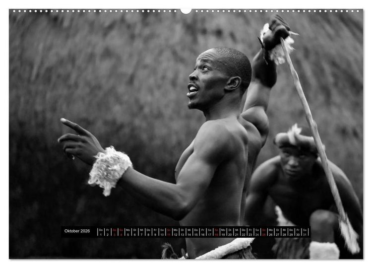 Produktbild: Menschen Afrikas schwarzwei&szlig; (hochwertiger Premium Wandkalender 2026 DIN A2 quer), Kunstdruck in Hochglanz