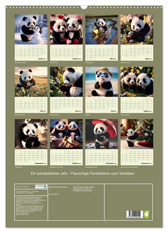 Produktbild: Ein pandastarkes Jahr - Flauschige Pandab&auml;ren zum Verlieben (Wandkalender 2026 DIN A2 hoch), CALVENDO Monatskalender