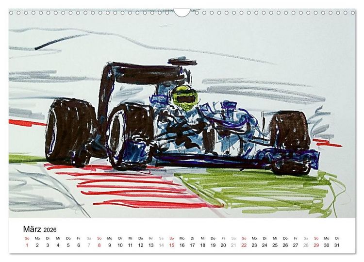 Produktbild: Illustrationen Formel 1 Rennwagen (Wandkalender 2026 DIN A3 quer), CALVENDO Monatskalender