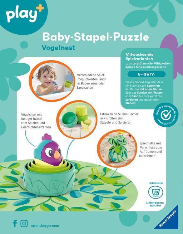 Produktbild: Ravensburger 4857 - play+ Baby-Stapel-Puzzle: Vogelnest