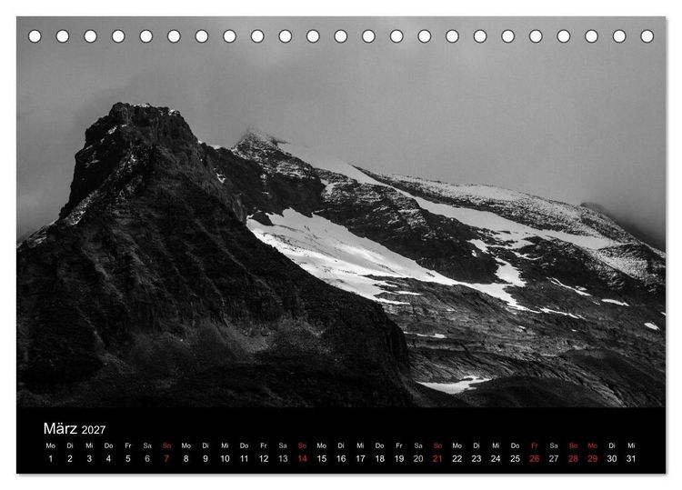 Produktbild: BERGE IN SCHWARZ WEISS (Tischkalender 2027 DIN A5 quer), CALVENDO Monatskalender