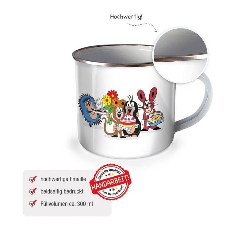 Produktbild: TR&Ouml;TSCH- Der kleine Maulwurf Emailletasse Torte: Kaffeetasse Teetasse Geschenkidee Geschenk Tasse Emaillebecher