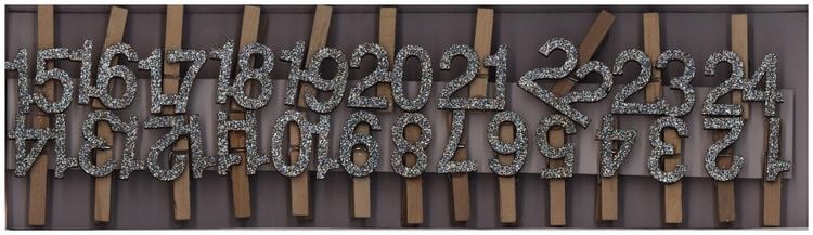 Produktbild: Adventskalender Zahlen-Clips, Holz, silber-glitzer