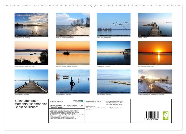 Produktbild: Steinhuder Meer, Momentaufnahmen von Christine Bienert (hochwertiger Premium Wandkalender 2026 DIN A2 quer), Kunstdruck in Hochglanz