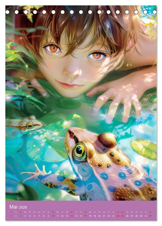 Produktbild: Manga Kinder - Unersch&uuml;tterliche Tierliebe (Tischkalender 2026 DIN A5 hoch), CALVENDO Monatskalender