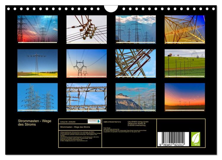 Produktbild: Strommasten - Wege des Stroms (Wandkalender 2026 DIN A4 quer), CALVENDO Monatskalender