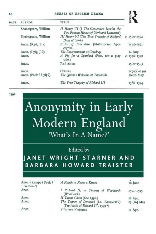Produktbild: Anonymity in Early Modern England