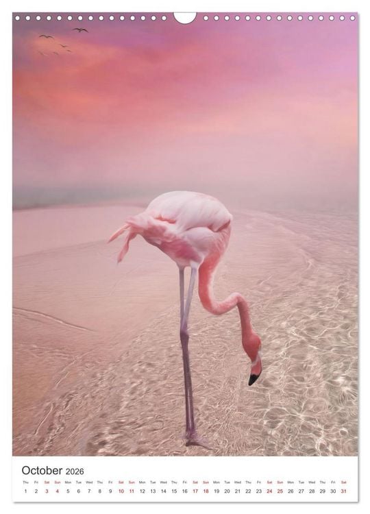 Produktbild: Flamingo and the sea (Wall Calendar 2026 DIN A3 portrait), CALVENDO 12 Month Wall Calendar