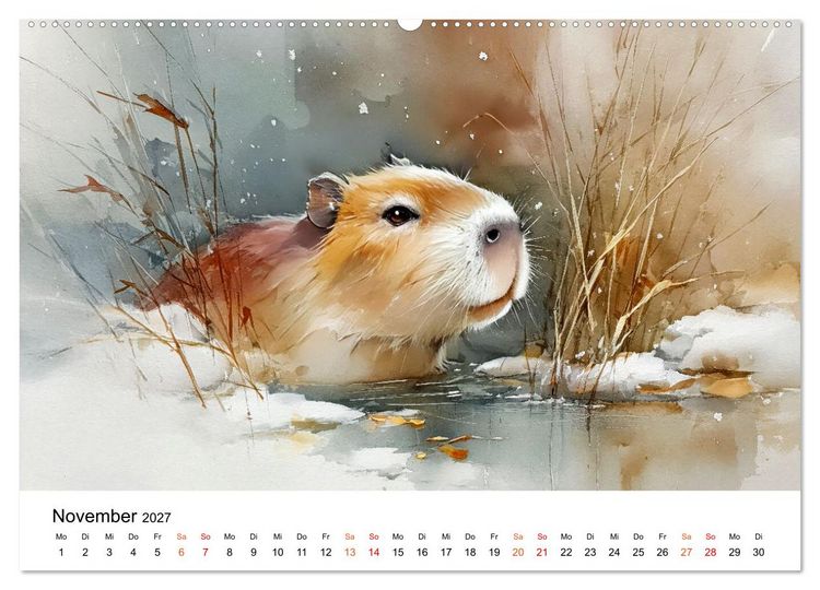 Produktbild: Capybara - die Kunst des gelassenen Daseins (hochwertiger Premium Wandkalender 2027 DIN A2 quer), Kunstdruck in Hochglanz