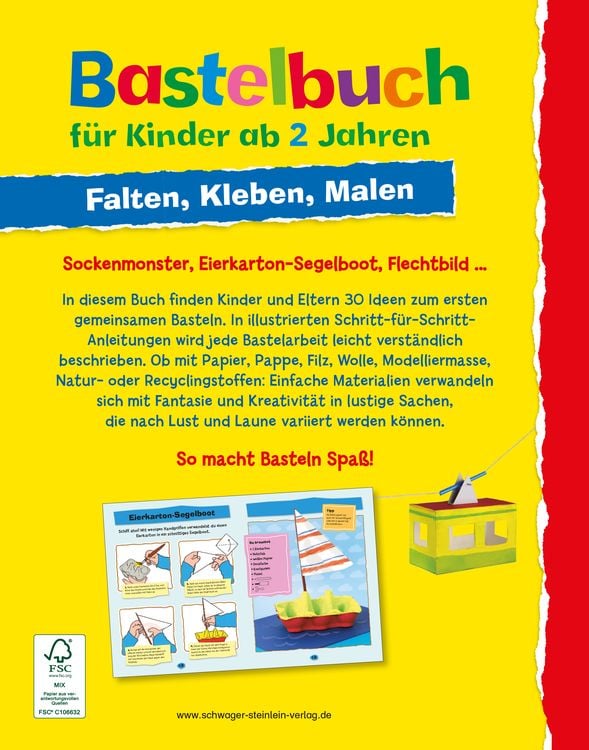 Produktbild: Bastelbuch für Kinder ab 2 Jahren: Falten, Kleben, Malen