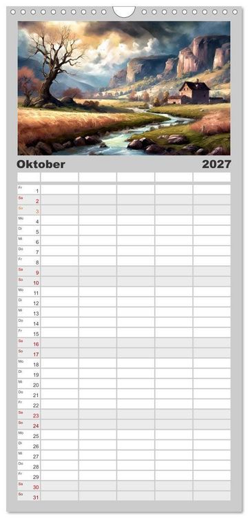 Produktbild: Familienplaner 2027 - Landschaften im Jahreskreis mit 5 Spalten (Wandkalender, 21 x 45 cm) CALVENDO
