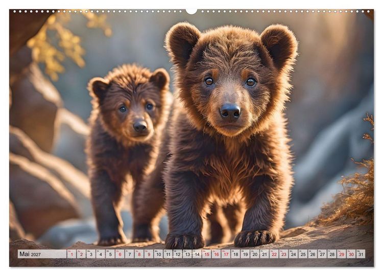 Produktbild: Pr&auml;historische Kinderstube - niedliche Tierkinder der Urzeit (hochwertiger Premium Wandkalender 2027 DIN A2 quer), Kunstdruck in Hochglanz