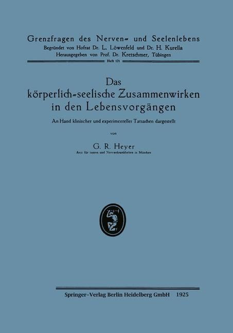 Produktbild: Das k&ouml;rperlich-seelische Zusammenwirken in den Lebensvorg&auml;ngen