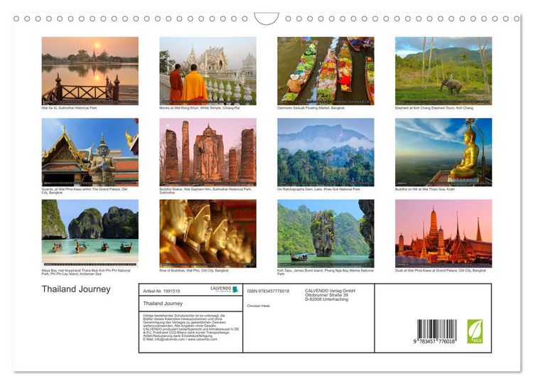 Produktbild: Thailand Journey (Wandkalender 2026 DIN A3 quer), CALVENDO Monatskalender