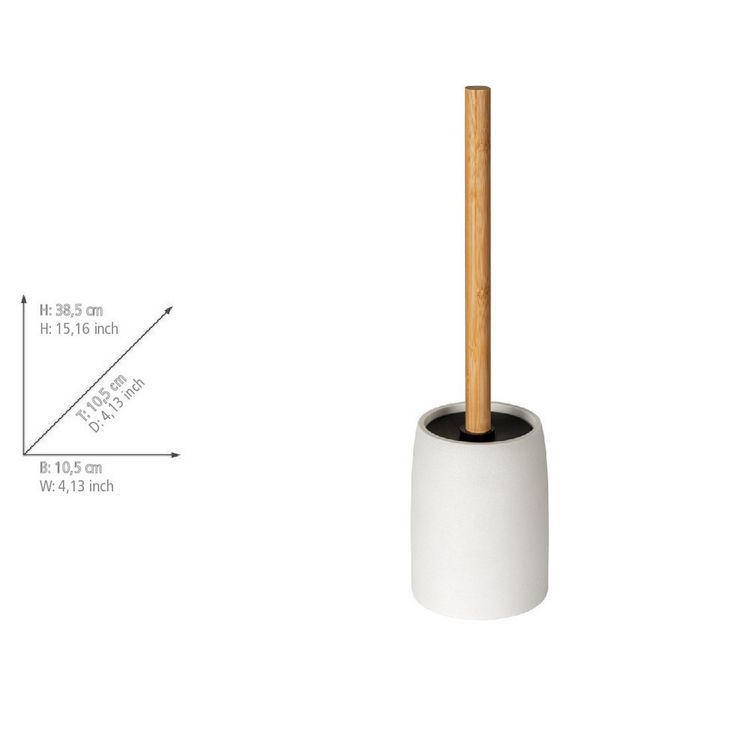 Produktbild: WC-Garnitur Mod. Altavalle, wei&szlig;, polyresin, bambus, 38.5x10.5 cm, schwarzer B&uuml;rstenkopf,