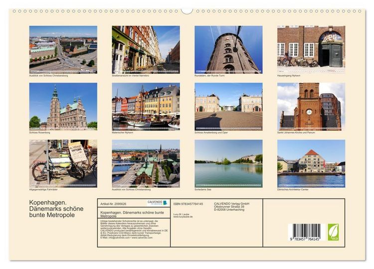Produktbild: Kopenhagen. D&auml;nemarks sch&ouml;ne bunte Metropole (hochwertiger Premium Wandkalender 2026 DIN A2 quer), Kunstdruck in Hochglanz