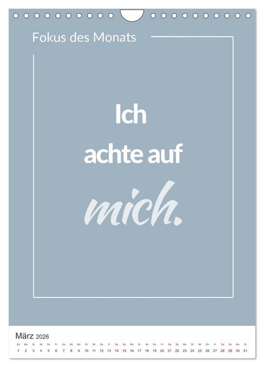 Produktbild: Achtsamkeitskalender: Mehr Achtsamkeit im Alltag mit dem Fokus des Monats (Wandkalender 2026 DIN A4 hoch), CALVENDO Monatskalender