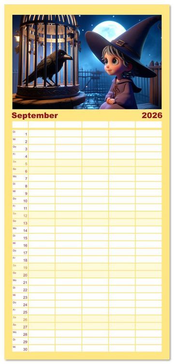 Produktbild: Familienplaner 2026 - Hexenwelten: Ein Jahr voller Magie und Mysterien mit 5 Spalten (Wandkalender, 21 x 45 cm) CALVENDO