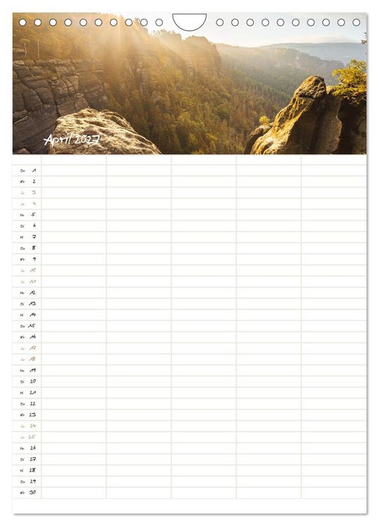 Produktbild: Familienkalender - S&auml;chsische und B&ouml;hmische Schweiz (Wandkalender 2027 DIN A4 hoch), CALVENDO Monatskalender