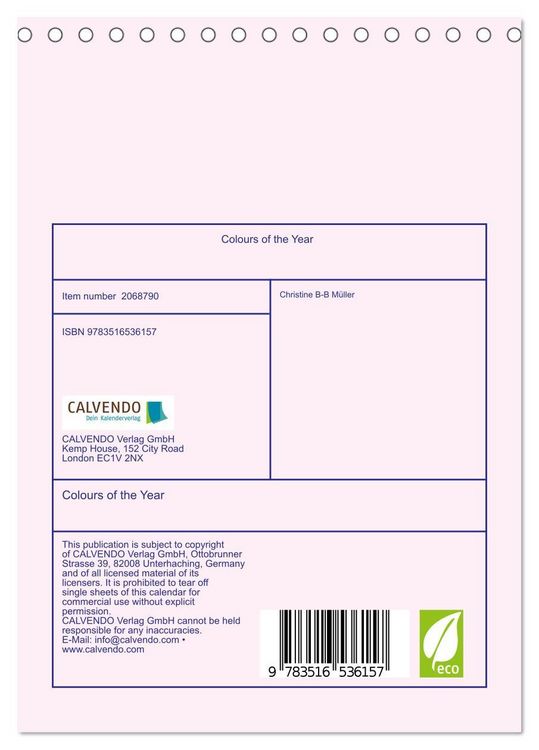 Produktbild: Colours of the Year (Desk Calendar 2026 DIN A5 portrait), CALVENDO 12 Month DeskCalendar