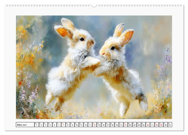 Produktbild: Kaninchen. Flauschige Hoppler im Garten (hochwertiger Premium Wandkalender 2027 DIN A2 quer), Kunstdruck in Hochglanz