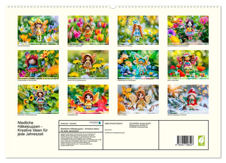 Produktbild: Niedliche H&auml;kelpuppen - Kreative Ideen f&uuml;r jede Jahreszeit (hochwertiger Premium Wandkalender 2026 DIN A2 quer), Kunstdruck in Hochglanz