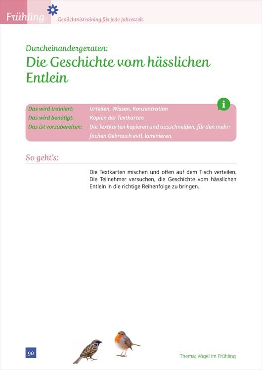 Produktbild: Ged&auml;chtnistraining Senioren - Ged&auml;chtnistraining f&uuml;r jede Jahreszeit: Fr&uuml;hling. Spielerisches Ged&auml;chtnistraining f&uuml;r Senioren. Auch mit Demenz.