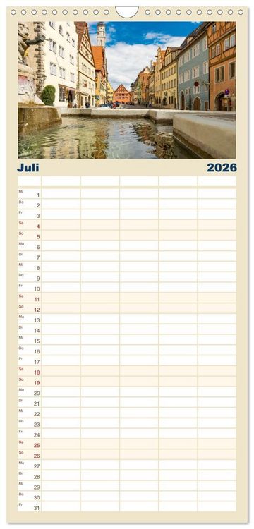 Produktbild: Familienplaner 2026 - Ein Spaziergang durch Rothenburg ob der Tauber mit 5 Spalten (Wandkalender, 21 x 45 cm) CALVENDO