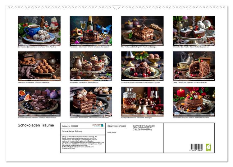 Produktbild: Schokoladen Tr&auml;ume (Wandkalender 2027 DIN A2 quer), CALVENDO Monatskalender