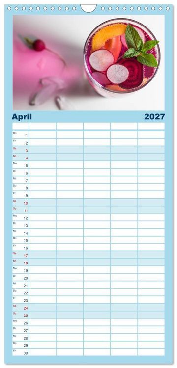 Produktbild: Familienplaner 2027 - Frisches Aromawasser mit 5 Spalten (Wandkalender, 21 x 45 cm) CALVENDO