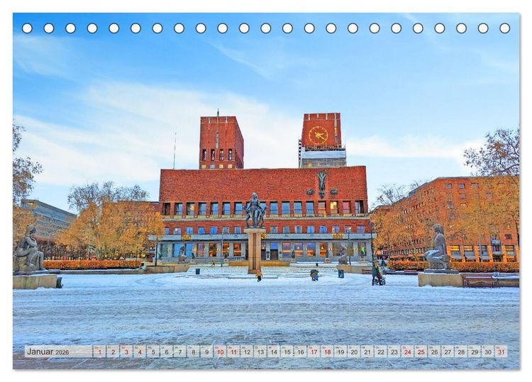 Produktbild: Winterliches Oslo (Tischkalender 2026 DIN A5 quer), CALVENDO Monatskalender