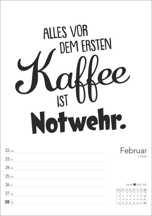 Produktbild: Typo-Spr&uuml;che-Kalender s/w Wochenplaner 2027 - mit 53 witzigen Spr&uuml;chen