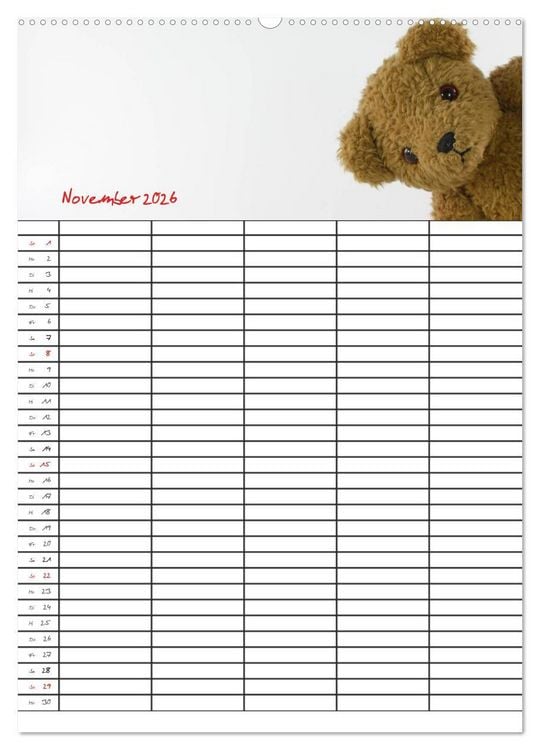 Produktbild: Der Teddyb&auml;ren-Familienplaner (Wandkalender 2026 DIN A2 hoch), CALVENDO Monatskalender