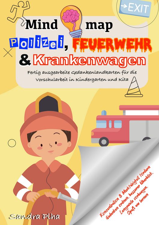 Produktbild: KitaFix-Mindmap Polizei, Feuerwehr und Krankenwagen (Fertig ausgearbeitete Gedankenlandkarten f&uuml;r die Vorschularbeit in Kindergarten und Kita)