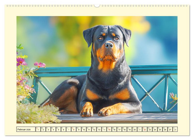 Produktbild: Rottweiler Momente. Kraftvolle Eleganz in der Natur (Wandkalender 2026 DIN A2 quer), CALVENDO Monatskalender