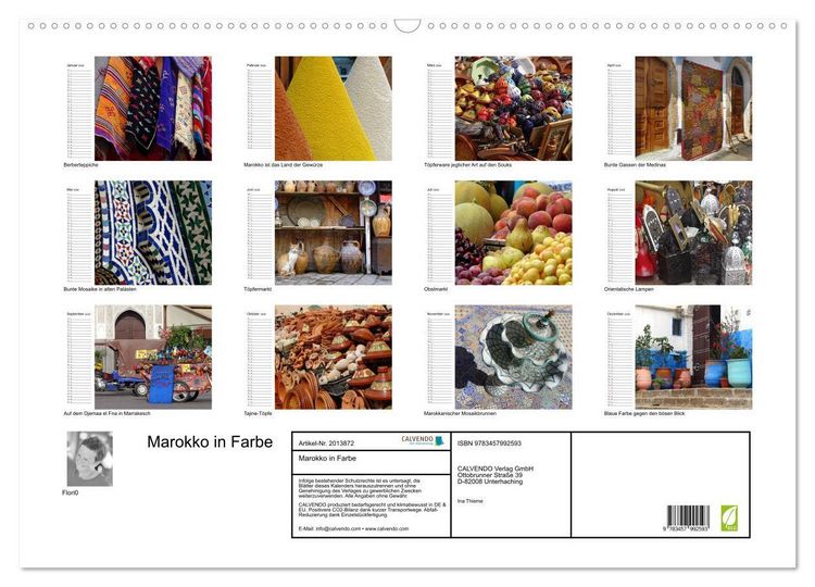 Produktbild: Marokko in Farbe (Wandkalender 2026 DIN A2 quer), CALVENDO Monatskalender