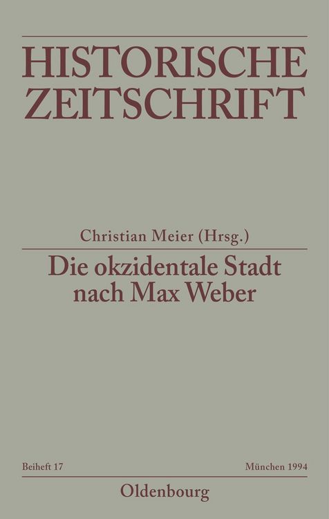 Produktbild: Die okzidentale Stadt nach Max Weber