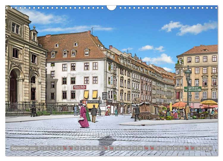 Produktbild: Historisches Dresden um 1900 - Fotos restauriert und koloriert (Wandkalender 2026 DIN A3 quer), CALVENDO Monatskalender