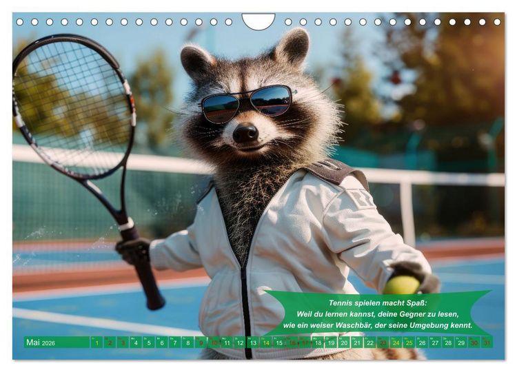 Produktbild: Der tierisch lustige Tennis-Kalender (Wandkalender 2026 DIN A4 quer), CALVENDO Monatskalender