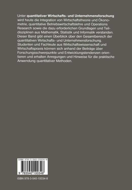 Produktbild: Quantitative Wirtschafts- und Unternehmensforschung